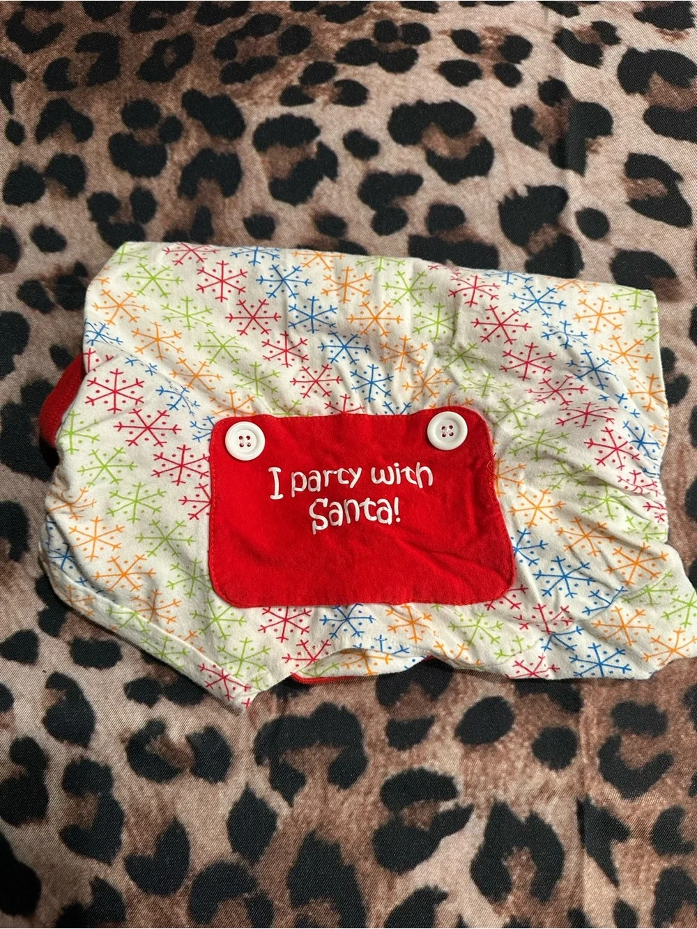 Festive Snowflake Dog pajamas with Red Santa Pocket